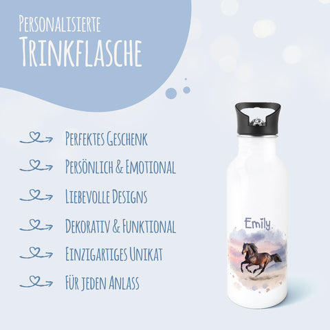 Bedruckte Trinkflasche aus Edelstahl - Pferd