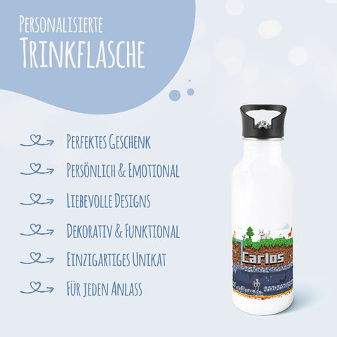 Bedruckte Trinkflasche aus Edelstahl - Pixelerde
