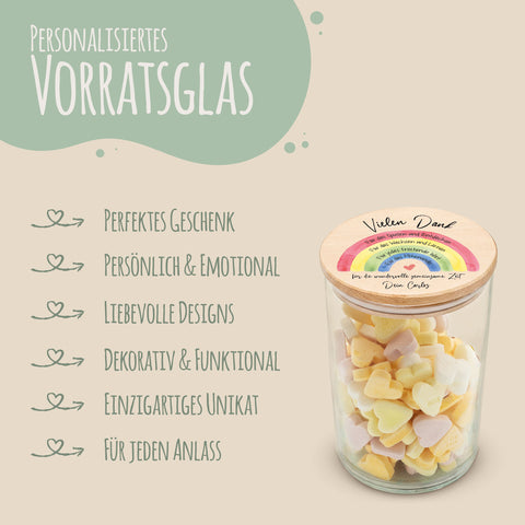 Bedrucktes Vorratsglas mit Holzdeckel - Regenbogen Aquarell