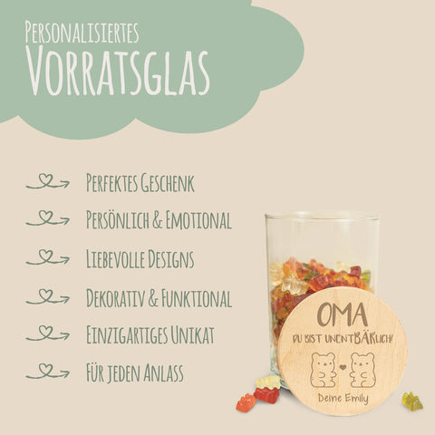 Graviertes Vorratsglas mit Holzdeckel - UnentBÄRlich