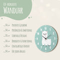 Wanduhr für Kinder im Lama Design - mit UV Druck