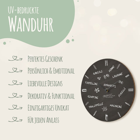 Wanduhr aus Holz Pastalover - mit UV Druck