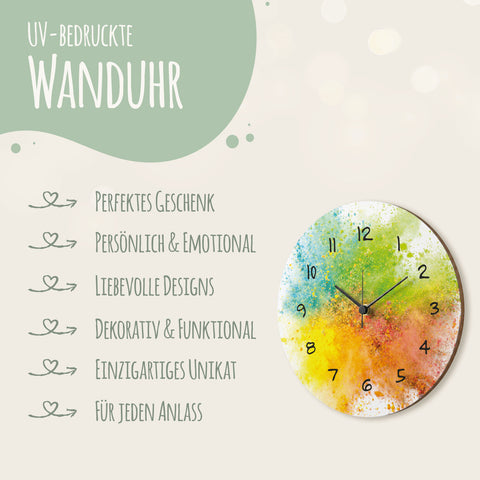 Wanduhr aus Holz Splash Love - mit UV Druck