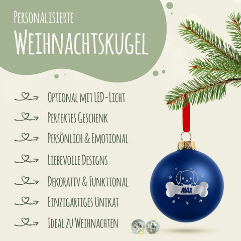 Gravierte Weihnachtskugel - Haustier - Hund & Katze