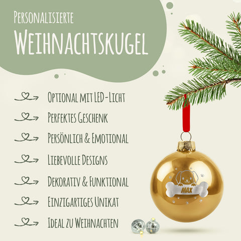 Gravierte Weihnachtskugel - Haustier - Hund & Katze