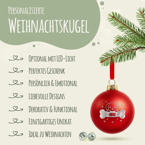 Gravierte Weihnachtskugel - Haustier - Hund & Katze