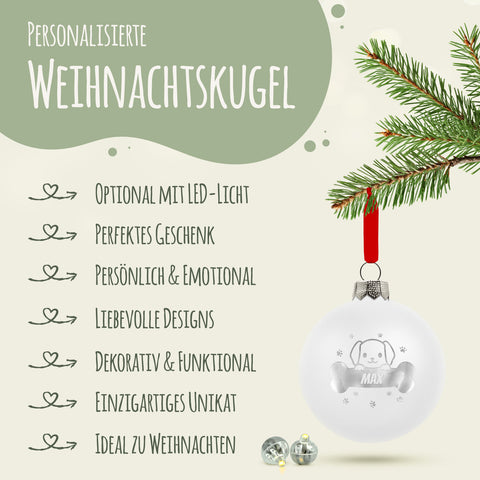 Gravierte Weihnachtskugel - Haustier - Hund & Katze