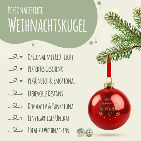 Gravierte Weihnachtskugel - Unser erstes Weihnachten für Paare