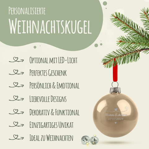 Gravierte Weihnachtskugel - Paar verliebt
