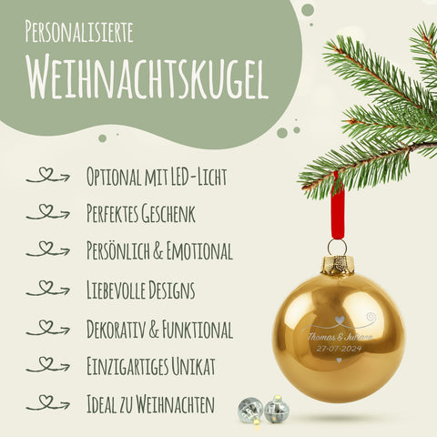 Gravierte Weihnachtskugel - Paar verliebt