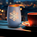 Deko Windlicht aus Glas mit Gravur - Schneeflocke - Weihnachtsdeko zum Verschenken