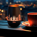 Deko Windlicht aus Glas mit Gravur - Skyline Köln