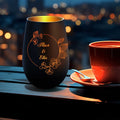 Deko Windlicht aus Glas mit Gravur - Nature Circle Flower - Personalisiert mit Namen
