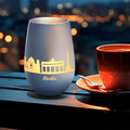 Deko Windlicht aus Glas mit Gravur - Skyline Berlin