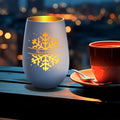 Deko Windlicht aus Glas mit Gravur - Schneeflocke - Personalisiert mit Namen - Geschenk zu Weihnacht