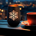 Deko Windlicht aus Glas mit Gravur - Schneeflocke - Weihnachtsdeko zum Verschenken