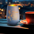 Deko Windlicht aus Glas mit Gravur - Pusteblumen - Personalisiert mit Namen & Datum