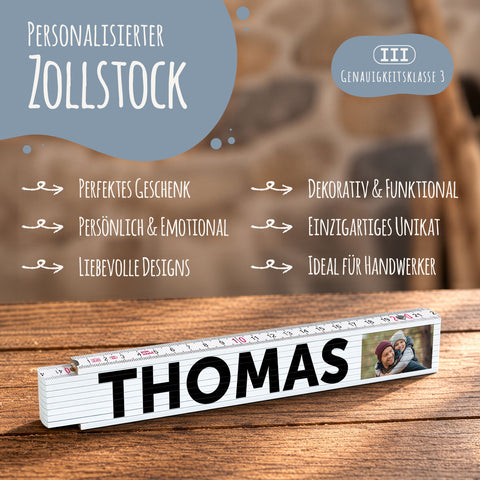 Zollstock 2 Meter mit UV Druck - Wunschtext - Personalisiert mit eigenem Text und Foto