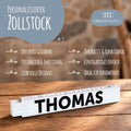 Zollstock 2 Meter mit Gravur oder Druck - Wunschname - Personalisiert mit Namen