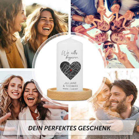 Kleine Kerze "Wo alles begann" - Personalisiertes Geschenk mit Namen, Datum, Ort & Wunschtext (Kopie)