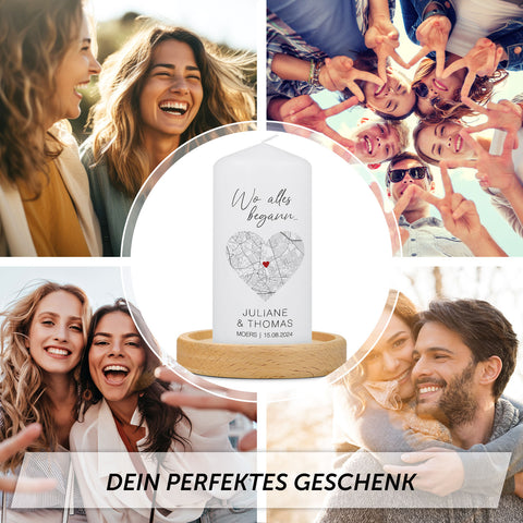 Kleine Kerze "Wo alles begann" - Personalisiertes Geschenk mit Namen, Datum, Ort & Wunschtext (Kopie)