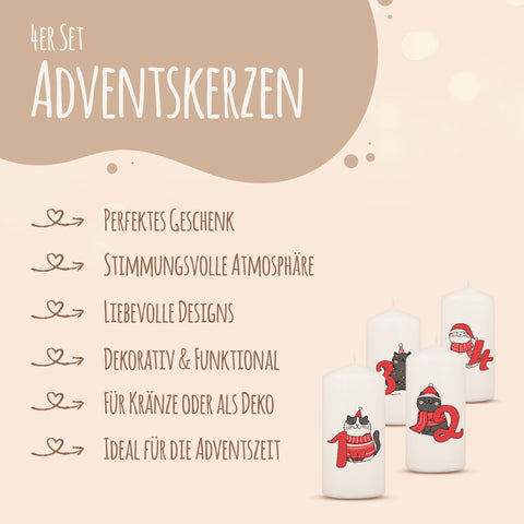 Kleine Kerzen "Advent Katzen" - Adventskerzen im 4er Set
