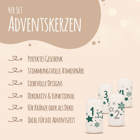 Kleine Kerzen "Advent Sterne" - Adventskerzen im 4er Set