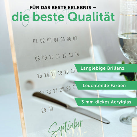 Beleuchtetes Acrylglas - Kalender - Personalisiertes Geschenk mit Namen & Datum