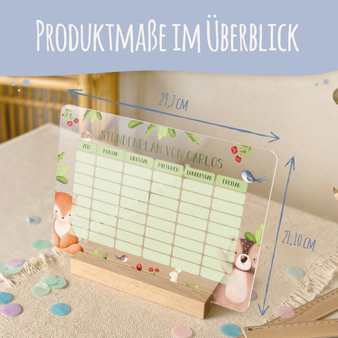 Personalisierter Stundenplan - Tiergruppe mit Namen