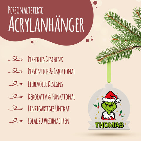 Christbaumschmuck aus Acryl - Grinch - Weihnachtsanhänger