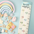 Messlatte als Abschiedsgeschenk - Ballons - mit Namen der Kinder aus Holz
