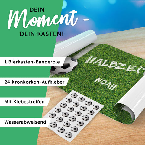 DIY Bierkasten Banderole mit 24 Deckelaufklebern - Fussball Motiv