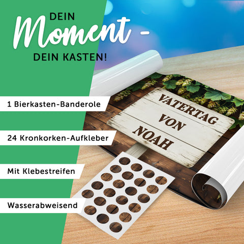 DIY Bierkasten Banderole mit 24 Deckelaufklebern - Vatertag