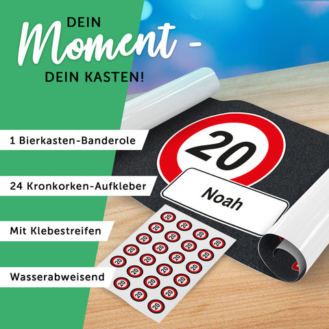 DIY Bierkasten Banderole mit 24 Deckelaufklebern - Verkehrszeichen