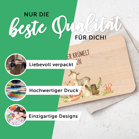 Bedrucktes Frühstücksbrettchen "Waldtiere" mit Namen