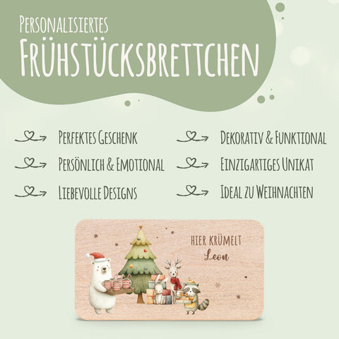 Frühstücksbrettchen zu Weihnachten - Festvorbereitung - personalisiert mit Name