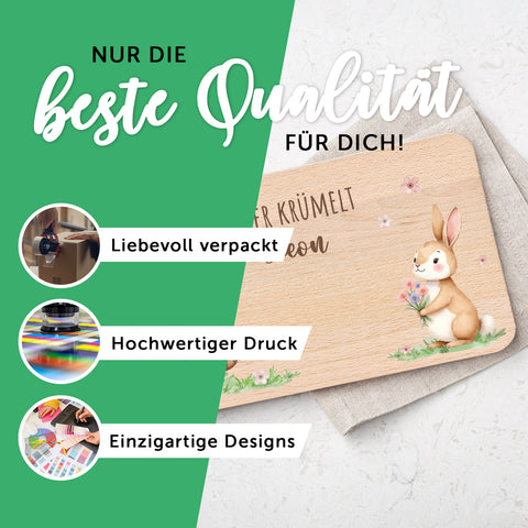 Frühstücksbrettchen mit Druck & Name zu Ostern