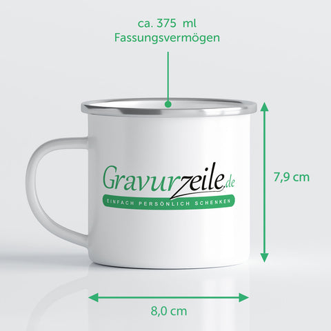 Emaille Tasse für Kinder - Schulbär - Personalisiert mit Namen