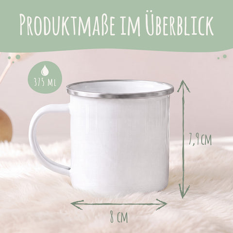 Emaille Tasse für Kinder - Mutmacher - Personalisiert mit Namen