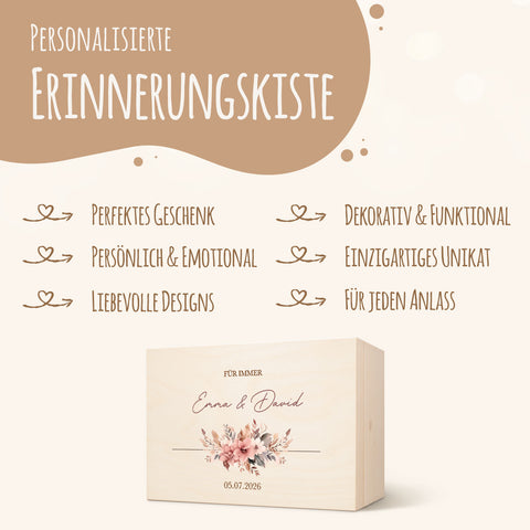 Erinnerungskiste mit UV-Druck im Blumenbouquet Design