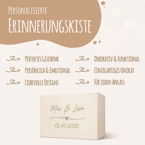 Erinnerungskiste mit Gravur im Wedding Love Design - zur Hochzeit als Andenken