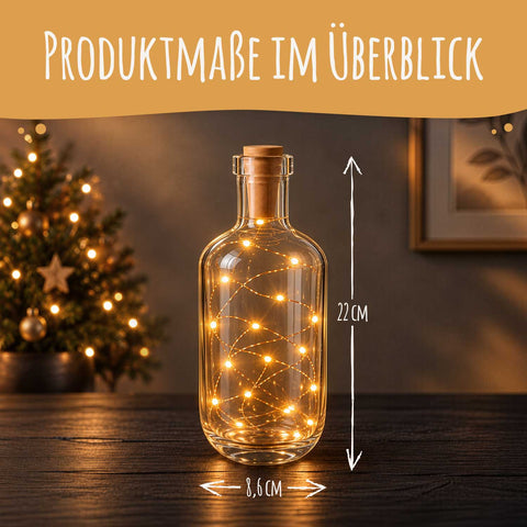 Flaschenlicht mit LED-Lichterkette im Hallo Winter Design - Personalisiert mit Namen