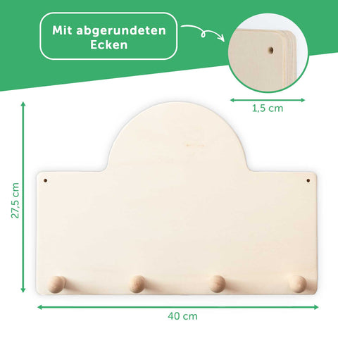 Personalisierte Garderobe fürs Kinderzimmer - mit Regenbogen für Mädchen und Jungen