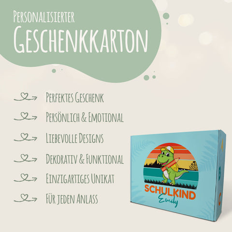Personalisierte Geschenkbox - Schulkind Dino - Einschulung