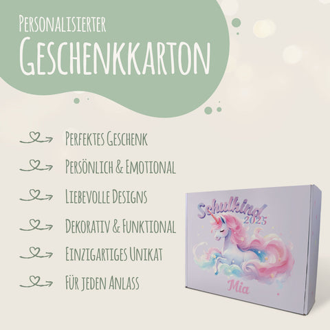Personalisierte Geschenkbox - Schulkind Magisches Einhorn - Einschulung