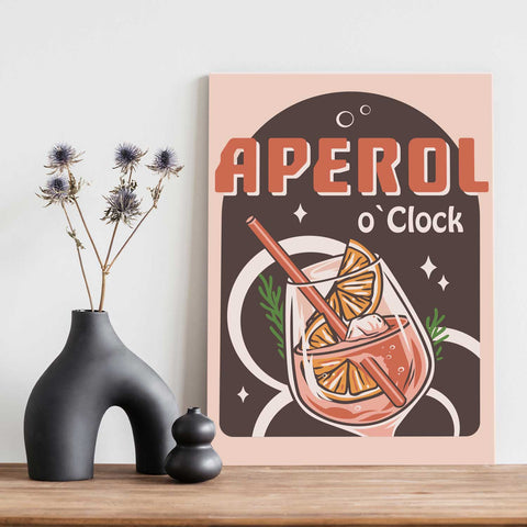 Holzschild mit Aperol Spritz Motiv - Aperol O Clock - Geschenk für Aperol Liebhaber