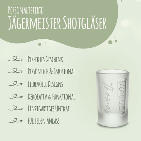Jägermeister Shot Gläser - 1er & 6er Set - Personalisierte Schnapsgläser mit Name