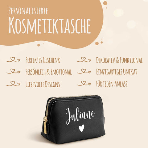 Personalisierte Leder Kosmetiktasche mit Name für Kosmetik & MakeUp