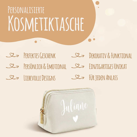 Personalisierte Leder Kosmetiktasche mit Name für Kosmetik & MakeUp