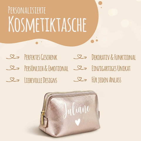 Personalisierte Leder Kosmetiktasche mit Name für Kosmetik & MakeUp